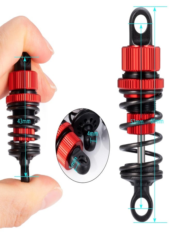 MORFUM Aluminum RC Front & Rear Oil Filled Shock Absorber 50mm/52mm Adjustable Damper Set Compatible with Tamiya M03 M04 M05 M06 1:10 On Road Car Upgrades Replace Parts (Red, 52mm) - Image 2